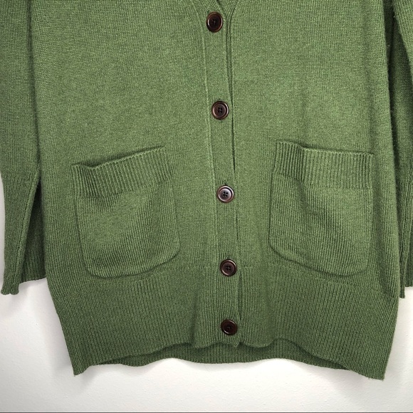 J Crew Green Buttondown V Neck Wool Cardigan Small - Picture 6 of 6